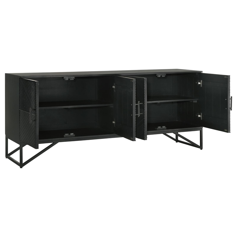 Pemberly Row 4-Door Contemporary Wood Accent Cabinet in Matte Black