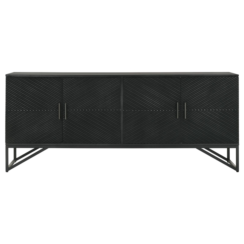 Pemberly Row 4-Door Contemporary Wood Accent Cabinet in Matte Black