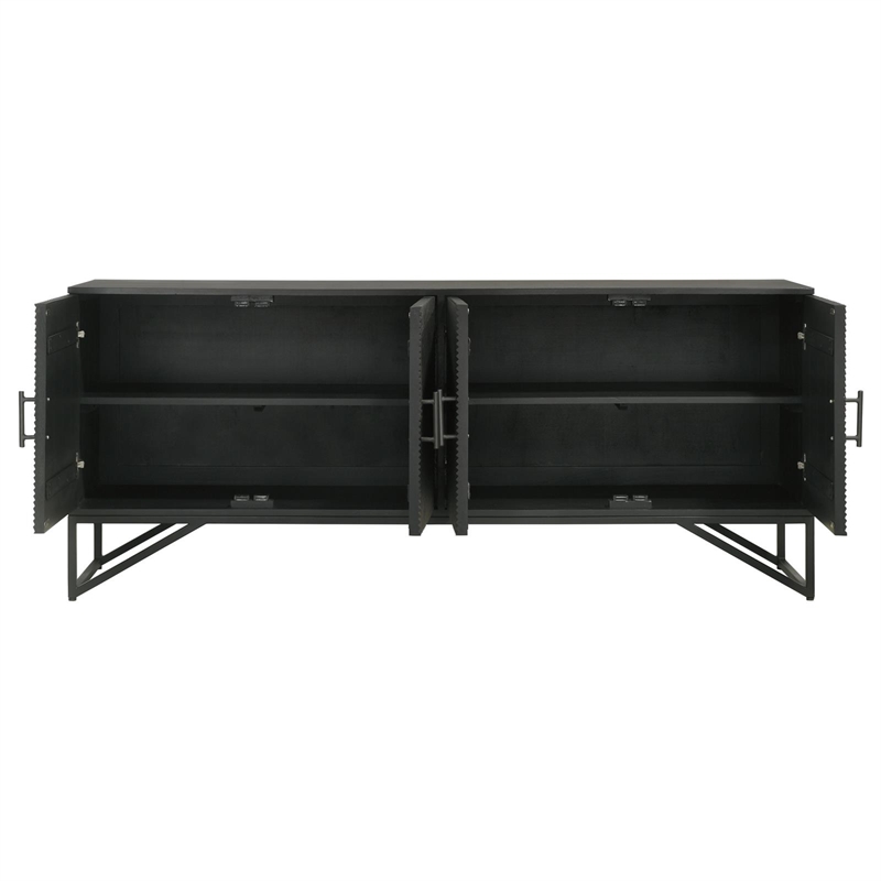 Pemberly Row 4-Door Contemporary Wood Accent Cabinet in Matte Black