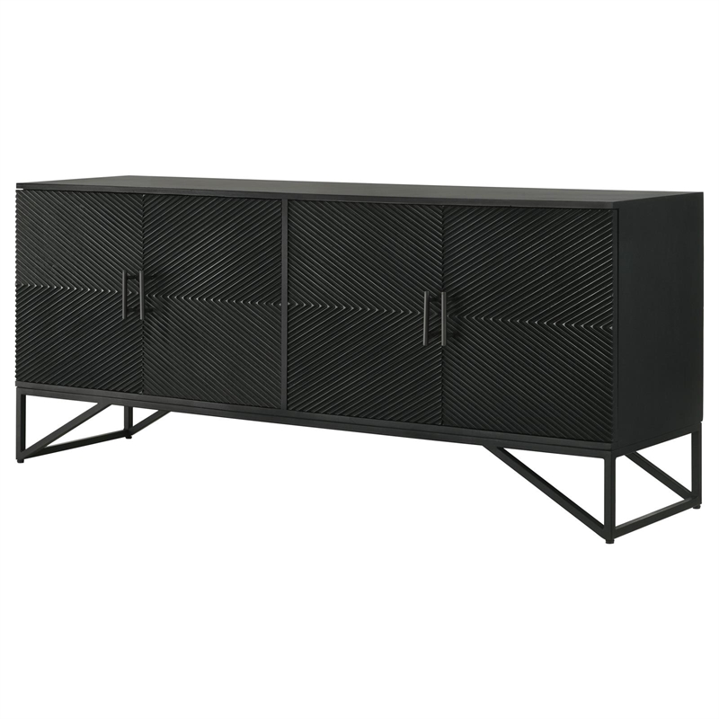 Pemberly Row 4-Door Contemporary Wood Accent Cabinet in Matte Black