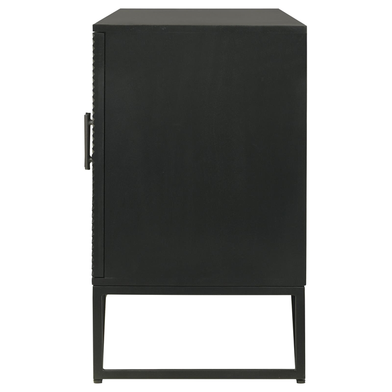 Pemberly Row 4-Door Contemporary Wood Accent Cabinet in Matte Black