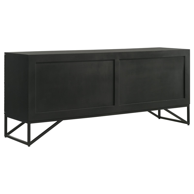 Pemberly Row 4-Door Contemporary Wood Accent Cabinet in Matte Black