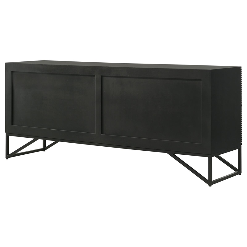 Pemberly Row 4-Door Contemporary Wood Accent Cabinet in Matte Black