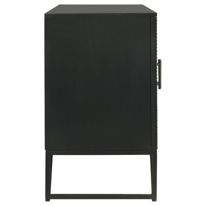 Pemberly Row 4-Door Contemporary Wood Accent Cabinet in Matte Black