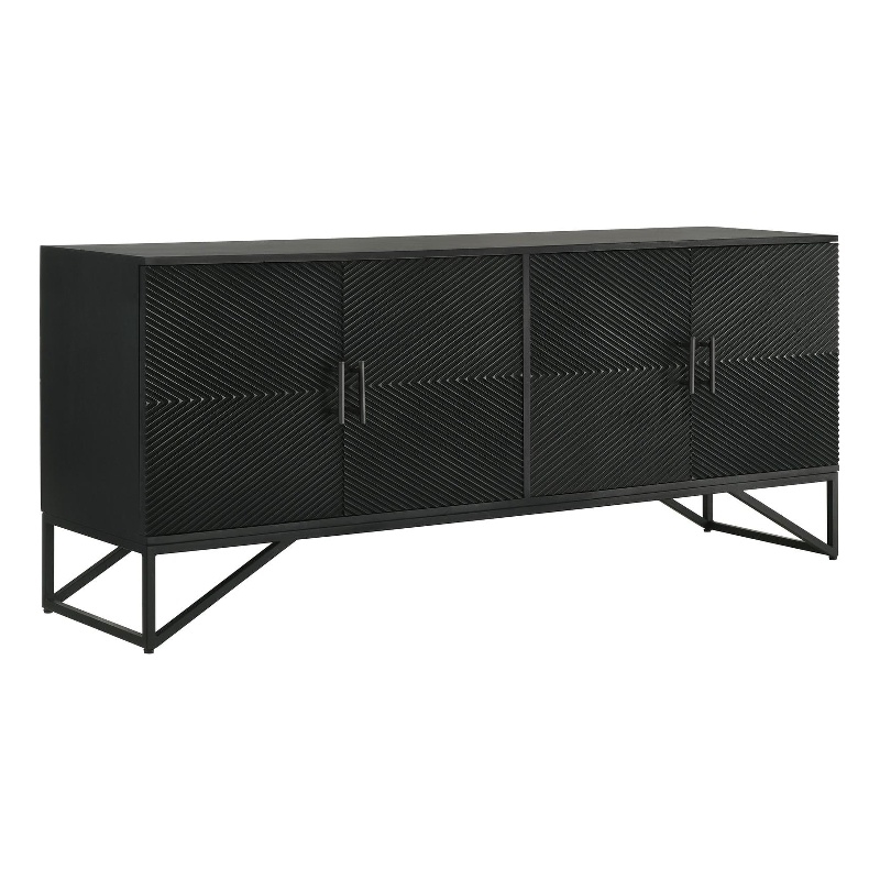 Pemberly Row 4-Door Contemporary Wood Accent Cabinet in Matte Black