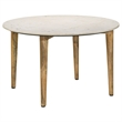 Pemberly Row Round Marble & Wood Coffee Table in White and Natural