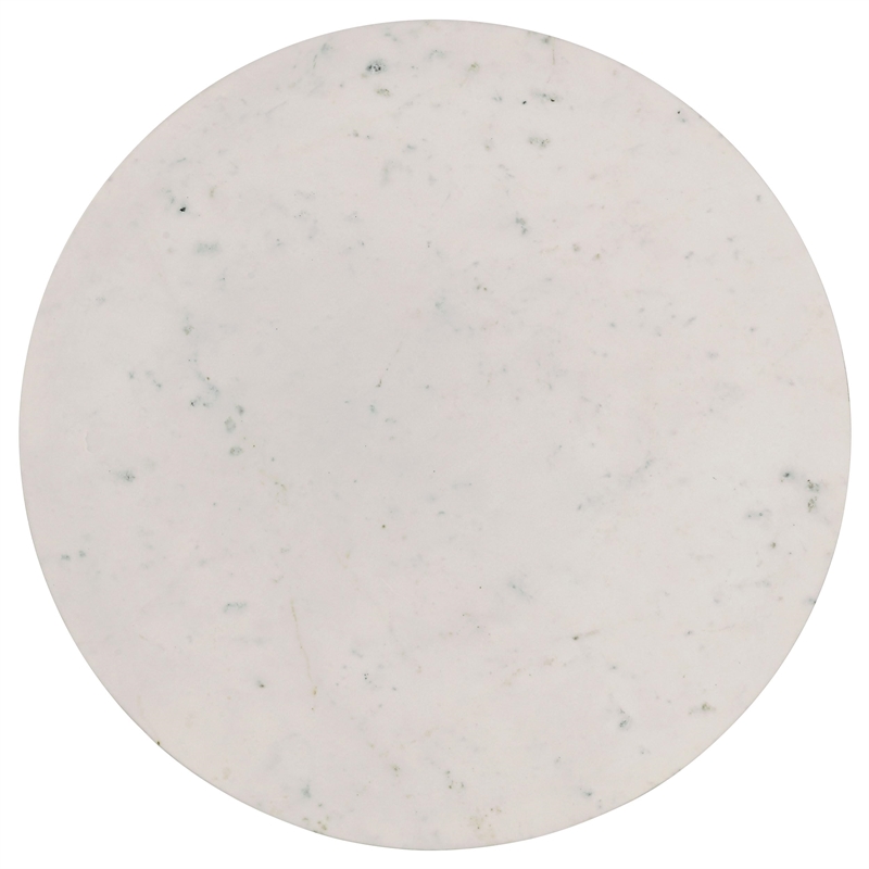 Pemberly Row Round Marble & Wood Coffee Table in White and Natural