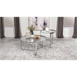 Pemberly Row 2-Piece Metal Round Glass Top Nesting Coffee Table Chrome