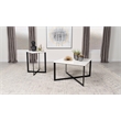 Pemberly Row Modern Metal Square Marble Top End Table White and Black