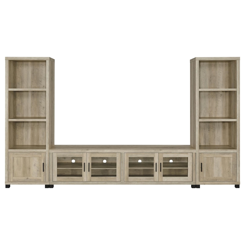 Pemberly Row 3-shelf Transitional Wood Media Tower in Antique Pine