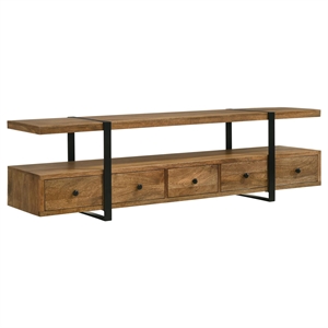 Pemberly Row 4-drawer Modern Solid Wood 70&quot TV Stand Brown and Gunmetal