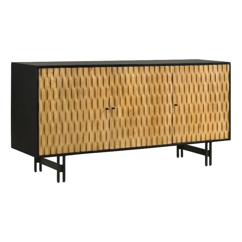 Pemberly Row 3-door Transitional Wood Accent Cabinet Natural and Black