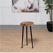 Pemberly Row Farmhouse Round Wood Top Side Table Natural and Black