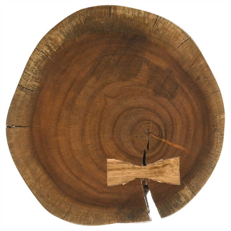 Pemberly Row Farmhouse Round Wood Top Side Table Natural and Black