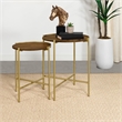 Pemberly Row 2-piece Wood Round Nesting Table in Dark Brown and Gold