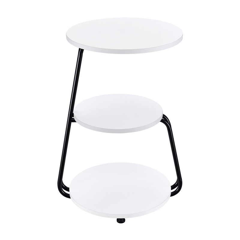 Pemberly Row 3-tier Contemporary Wood Round Side Table White and Black