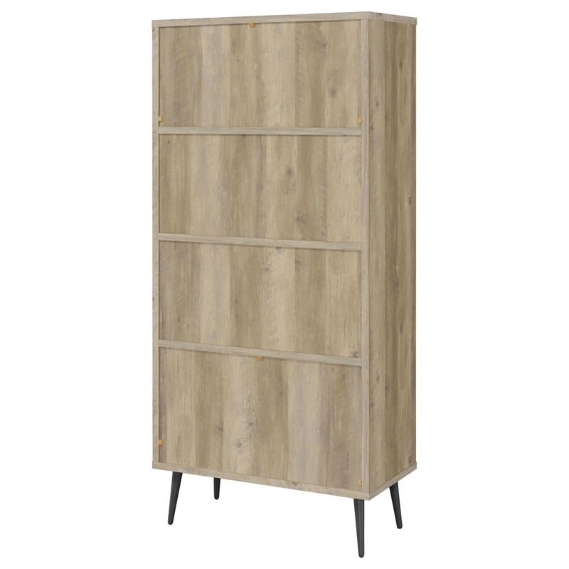 Pemberly Row 3-shelf Engineered Wood Bookcase in Gray and Antique Pine