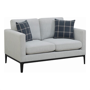Pemberly Row Upholstered Fabric Loveseat with Cushioned Back in Light Gray