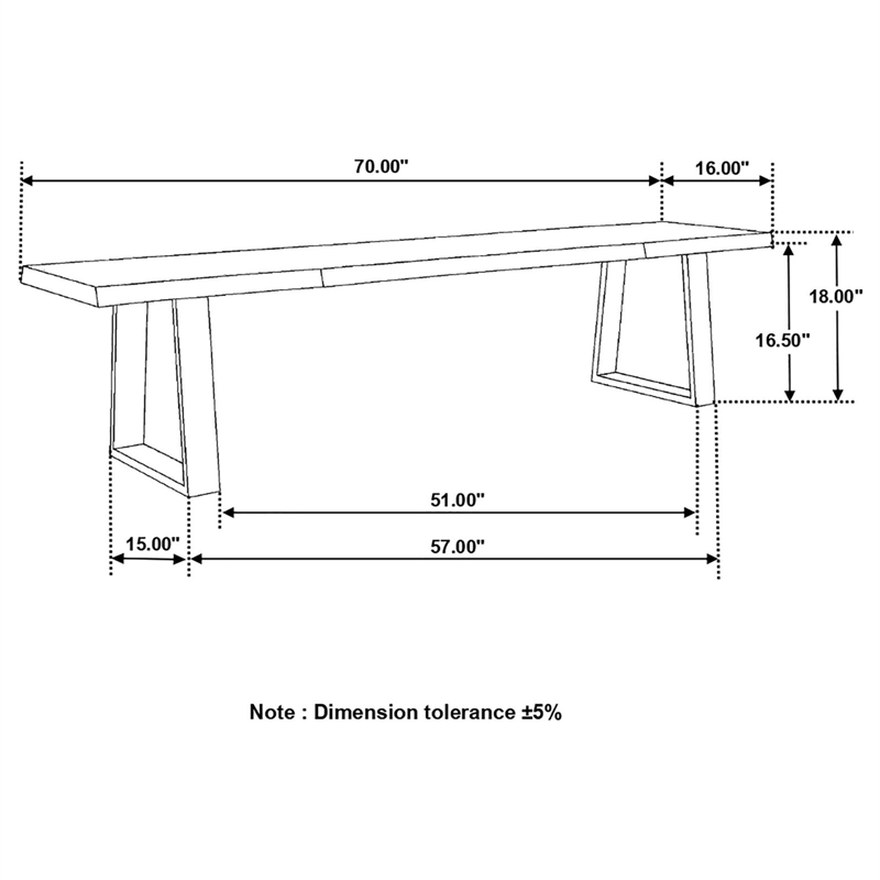 Pemberly Row Farmhouse Wood Live Edge Dining Bench Gray Sheessam and Black