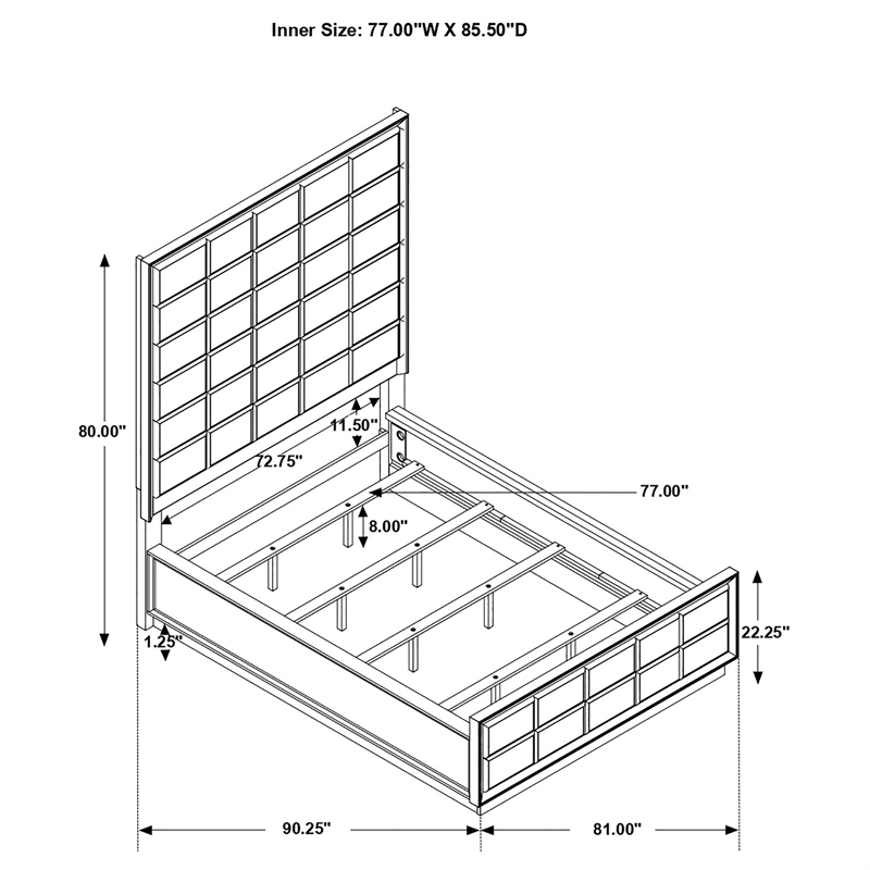 Pemberley Row Wood Smoked Peppercorn and Gray California King Upholstered Bed Rectangular 81