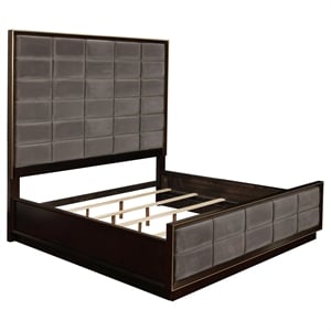 Pemberley Row Wood Smoked Peppercorn and Gray California King Upholstered Bed Rectangular 81&quot x 90.25&quot Assembled
