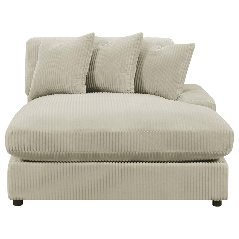 Pemberly Row Modern Velvet Upholstered Reversible Sectional Sofa in Sand
