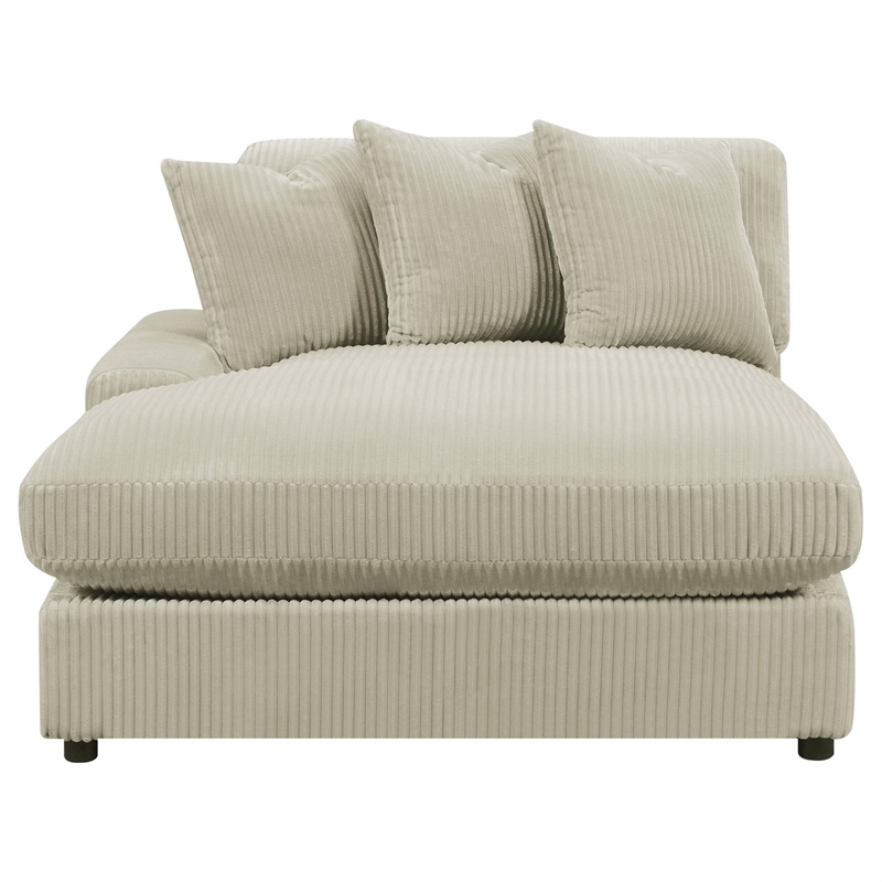 Pemberly Row Modern Velvet Upholstered Reversible Sectional Sofa in Sand