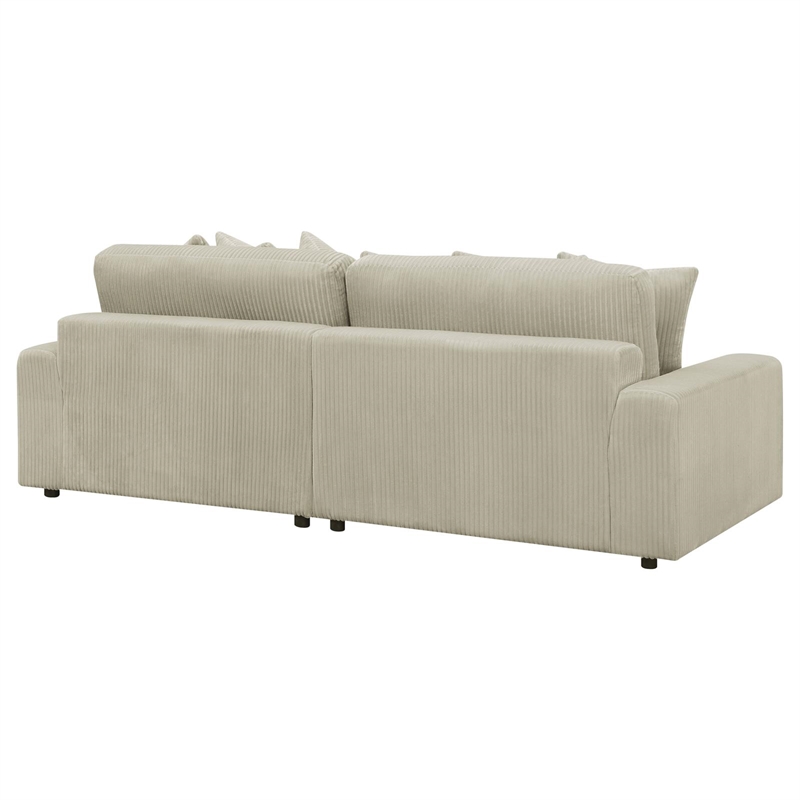 Pemberly Row Modern Velvet Upholstered Reversible Sectional Sofa in Sand