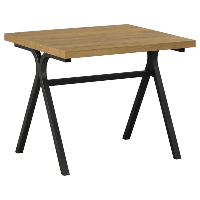 Pemberly Row 3-piece Wood Trestle Occasional Table Set Golden Oak and Gunmetal