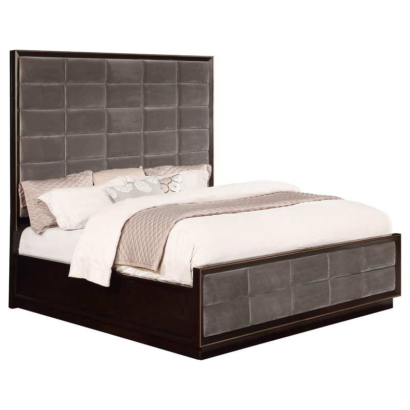 Pemberley Row Upholstered Smoked Peppercorn Eastern King Bed Rectangular Vaulted Headboard 80