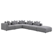 Pemberly Row Fabric Upholstered 6-piece Tight Seat Modular Sectional Gray