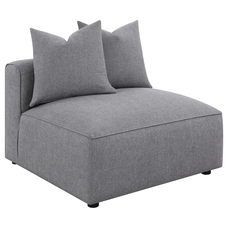 Pemberly Row Fabric Upholstered 6-piece Tight Seat Modular Sectional Gray
