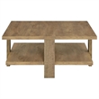 Pemberly Row 1-Shelf Square Farmhouse Engineered Wood Coffee Table in Brown