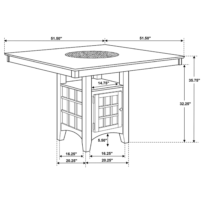 Pemberley Row Hardwood Beige Cappuccino Counter Height Dining Set Square Wine Storage 51.5