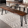 Pemberly Row Hairpin Legs Live-edge Wood Dining Bench Sheesham Gray and Gunmetal