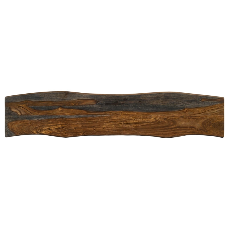 Pemberly Row Hairpin Legs Live-edge Wood Dining Bench Sheesham Gray and Gunmetal