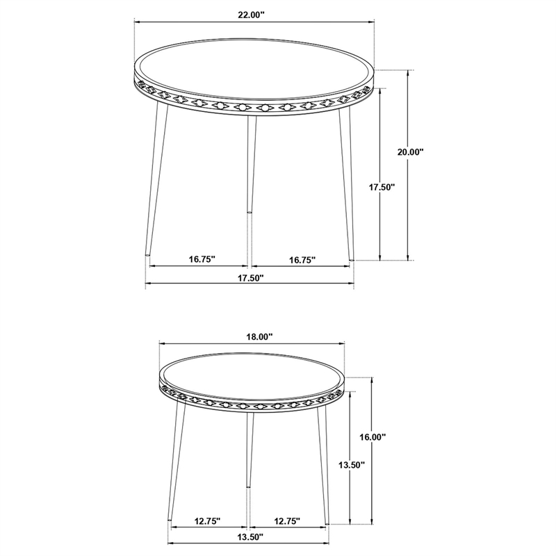 Pemberly Row 2-piece Wood Farmhouse Round Nesting Table Natural and Black