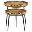 Pemberly Row 2-piece Wood Farmhouse Round Nesting Table Natural and Black