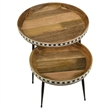 Pemberly Row 2-piece Wood Farmhouse Round Nesting Table Natural and Black