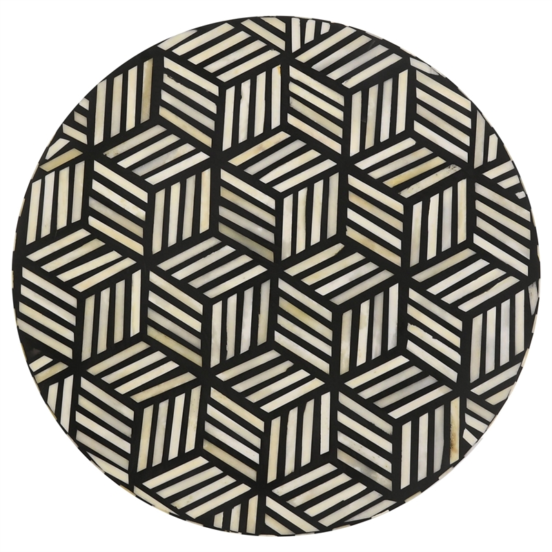 Pemberly Row Round Modern Metal Accent Table with Hairpin Legs in Gold/Black