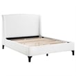 Pemberly Row Fabric Upholstered Curved Headboard Eastern King Bed in White