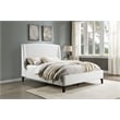 Pemberly Row Fabric Upholstered Curved Headboard Eastern King Bed in White