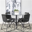 Pemberley Row Metal Glass Gunmetal Dining Table Round 48