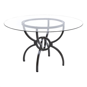 Pemberley Row Metal Glass Gunmetal Dining Table Round 48&quot Unassembled