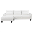 Pemberly Row Modern Fabric Upholstered Curved Arms Sectional Sofa in White