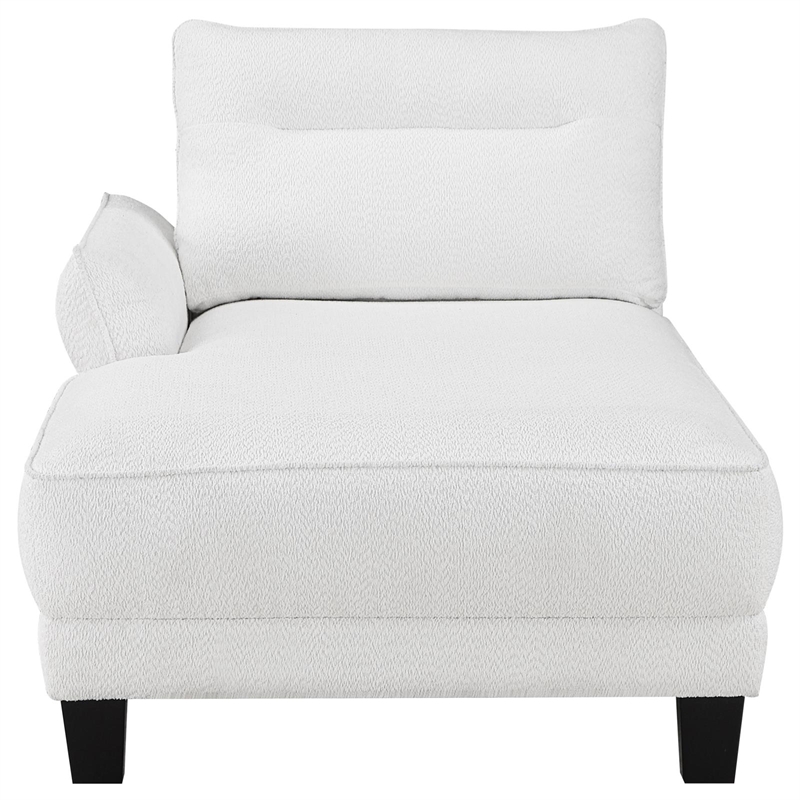 Pemberly Row Modern Fabric Upholstered Curved Arms Sectional Sofa in White