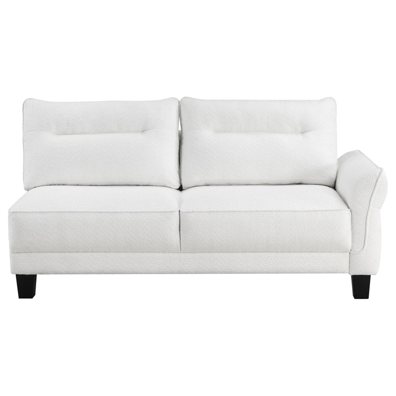 Pemberly Row Modern Fabric Upholstered Curved Arms Sectional Sofa in White