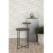 Pemberly Row 2-Tier Round Contemporary Metal Accent Table in Natural/Gunmetal