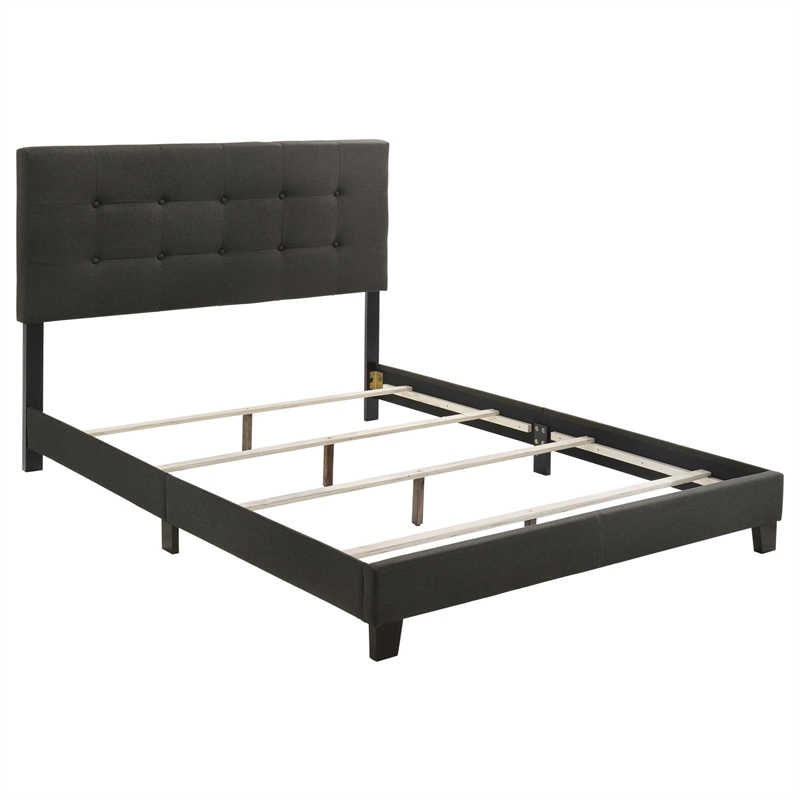 Pemberly Row Transitional Tufted Fabric Upholstered Eastern King Bed Charcoal