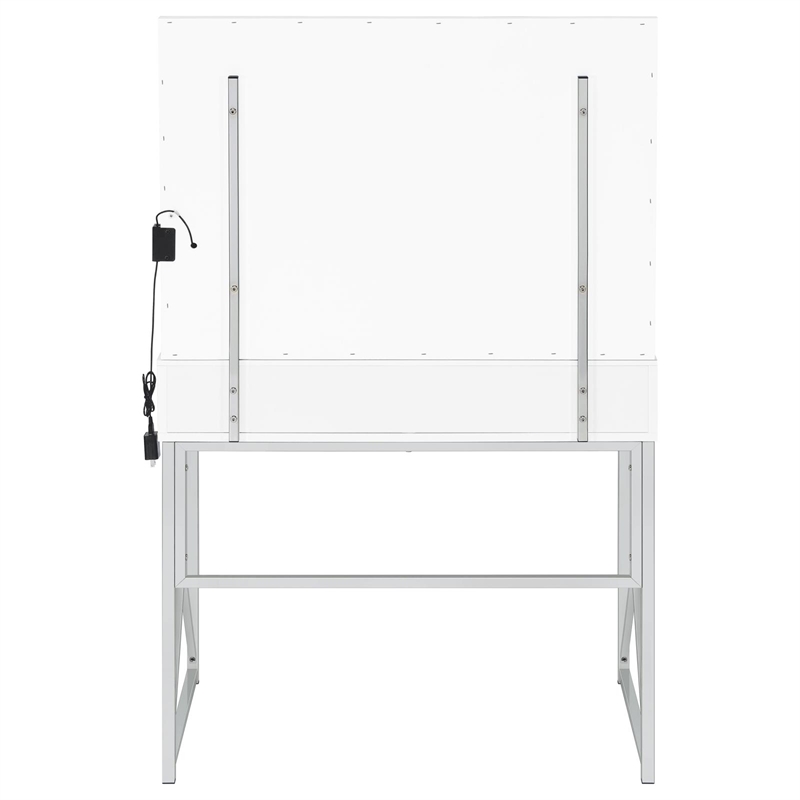 Pemberly Row 2-piece Wood Vanity Set with Hollywood Lighting White and Chrome